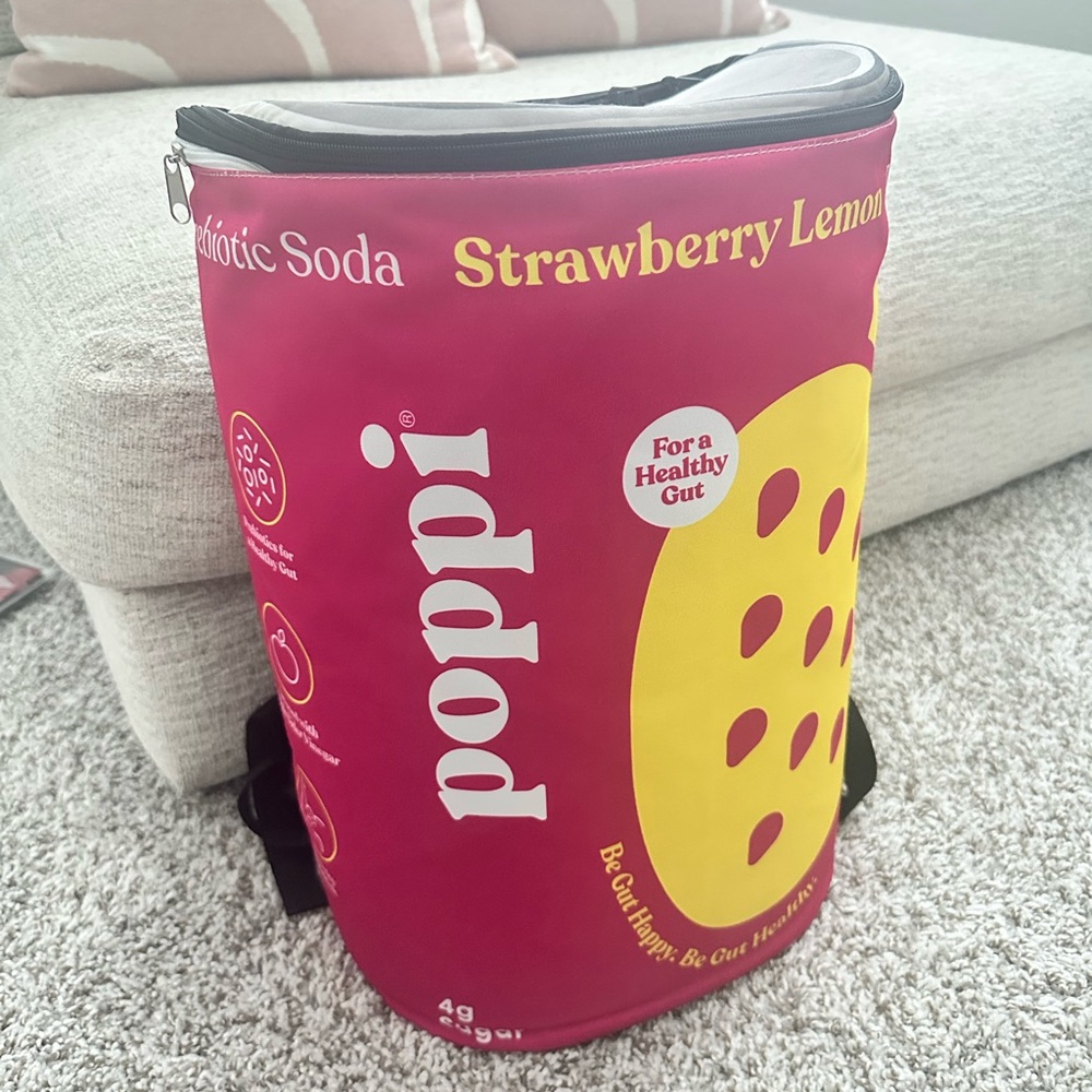poppi Strawberry Lemonade Cooler Backpack NWOT